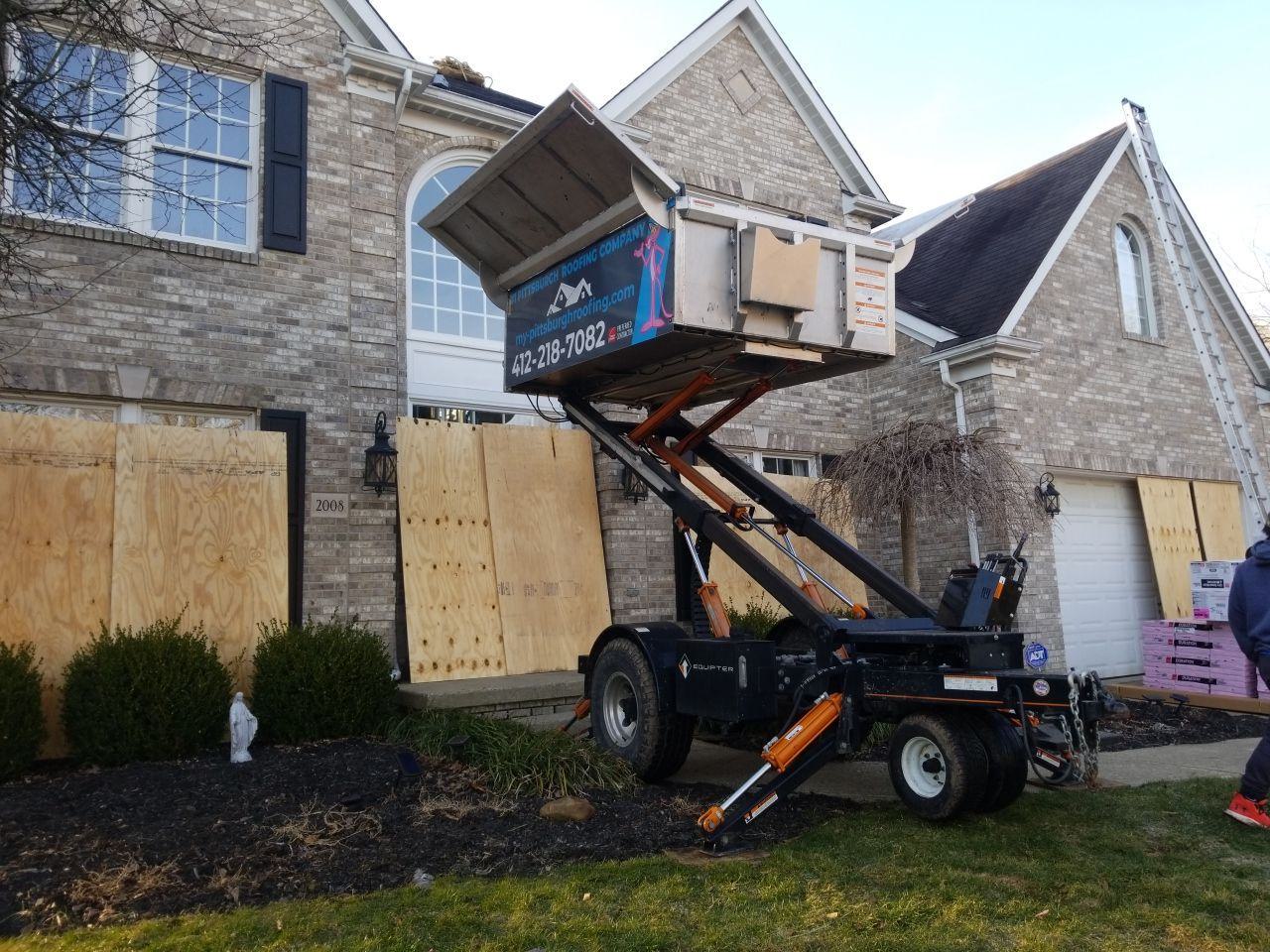 lifting materials to the roof