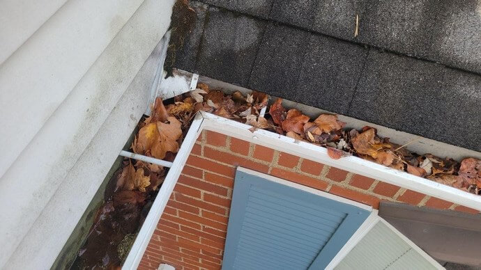 Trash in roof gutters