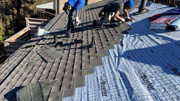 The installation of shingles